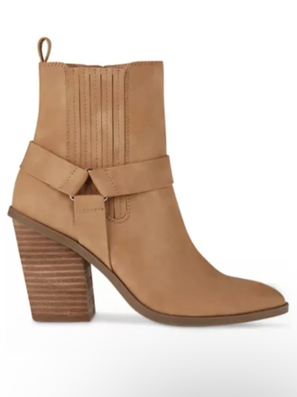 Dolce Vita Tan Leather Stacked Heel Ankle Boot Size 10